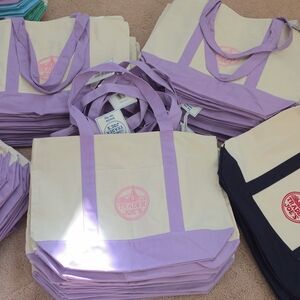 Trader Joe's Lavender & Cream Canvas Tote